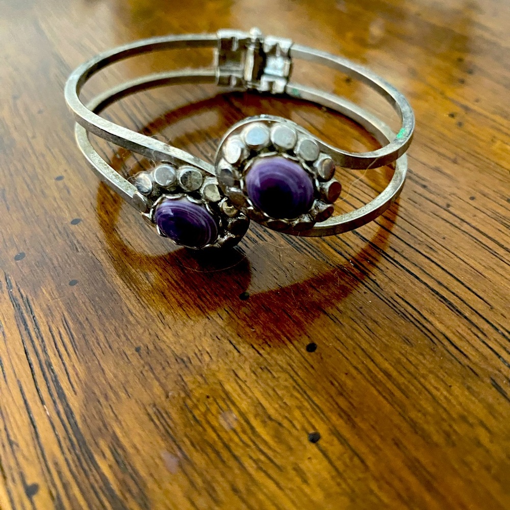 Silver Bracelet with Purple Stone